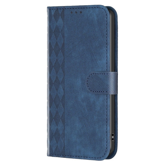 For Xiaomi 12 Plaid Embossed Leather Phone Case(Blue) by buy2fix