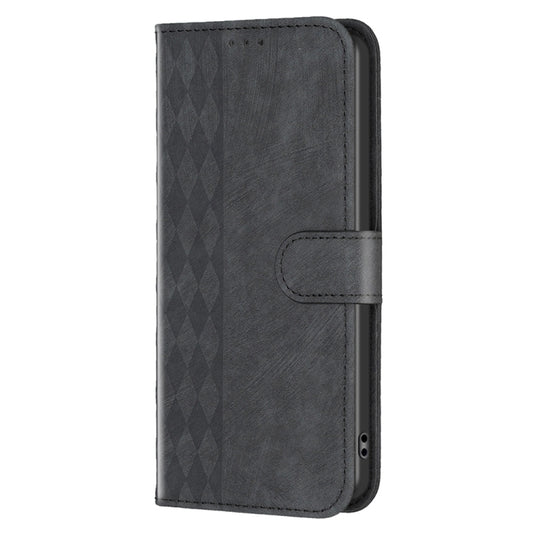For Xiaomi 12 Plaid Embossed Leather Phone Case(Black) by buy2fix