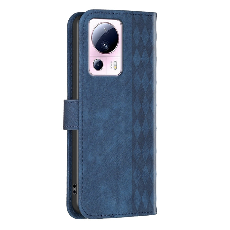 For Xiaomi 13 Lite 5G / Civi 2 Plaid Embossed Leather Phone Case(Blue) - Xiaomi Cases by buy2fix | Online Shopping UK | buy2fix