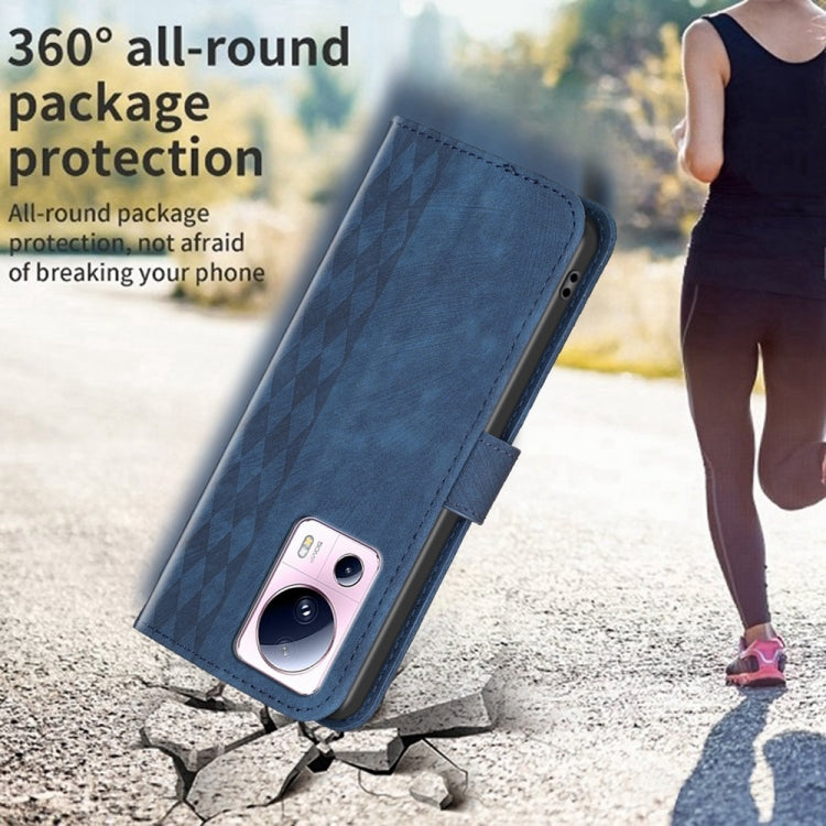 For Xiaomi 13 Lite 5G / Civi 2 Plaid Embossed Leather Phone Case(Blue) - Xiaomi Cases by buy2fix | Online Shopping UK | buy2fix
