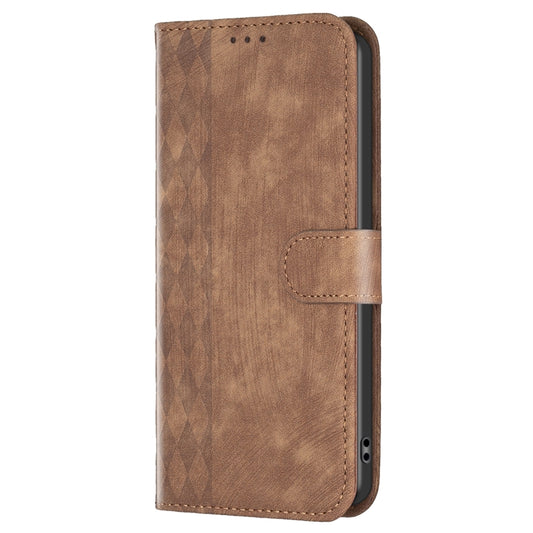 For Xiaomi Poco F5 5G / Redmi Note 12 Turbo Plaid Embossed Leather Phone Case(Brown) by buy2fix
