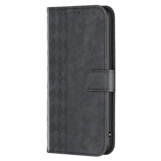 For Xiaomi Poco F5 5G / Redmi Note 12 Turbo Plaid Embossed Leather Phone Case(Black) by buy2fix