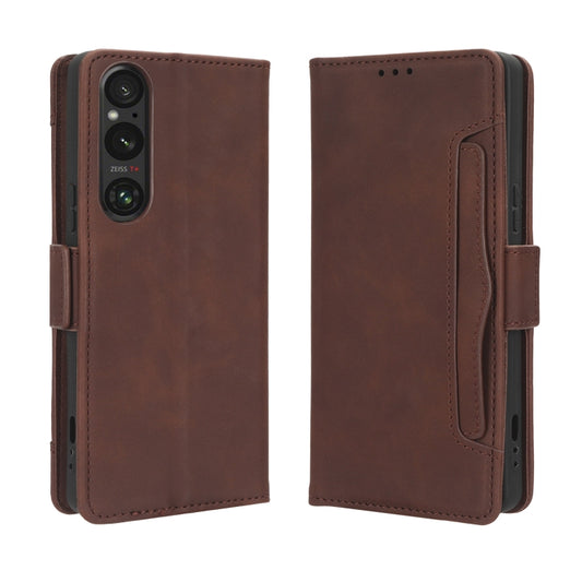 For Sony Xperia 1 V Skin Feel Calf Texture Card Slots Leather Phone Case(Brown) by buy2fix