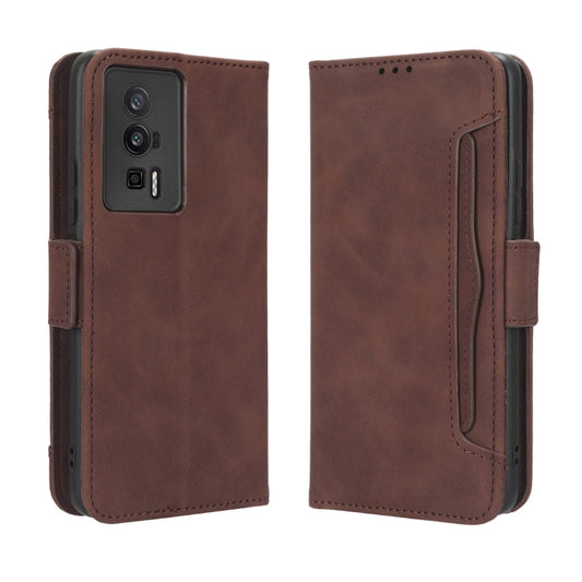 For Xiaomi Poco F5 Pro / Redmi K60 5G Skin Feel Calf Texture Card Slots Leather Phone Case(Brown) by buy2fix