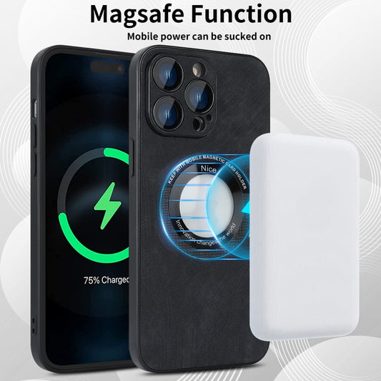 For iPhone 12 Pro Skin Feel Leather MagSafe Magnetic Phone Case(Black) by buy2fix