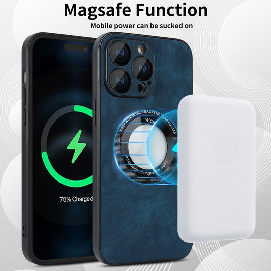 For iPhone 11 Pro Max Skin Feel Leather MagSafe Magnetic Phone Case(Blue) by buy2fix