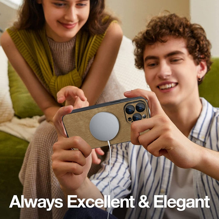 For iPhone 11 Pro Skin Feel Leather MagSafe Magnetic Phone Case(Brown) - iPhone 11 Pro Cases by buy2fix | Online Shopping UK | buy2fix