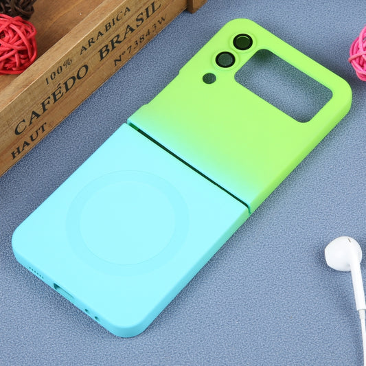 For Samsung Galaxy Z Flip4 Liquid TPU Silicone Gradient MagSafe Phone Case(Cyan Blue) by buy2fix