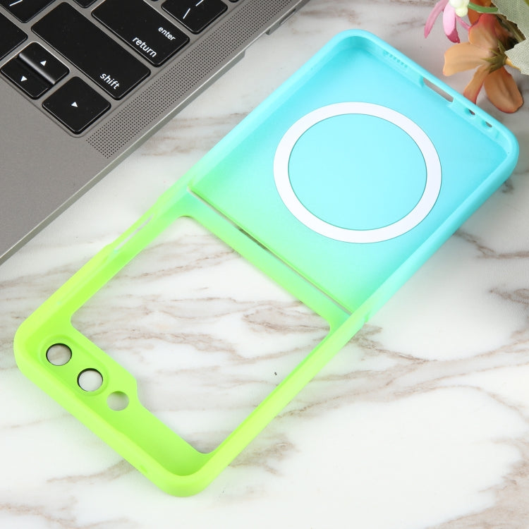 For Samsung Galaxy Z Flip5 Liquid TPU Silicone Gradient MagSafe Phone Case(Cyan Blue) by buy2fix