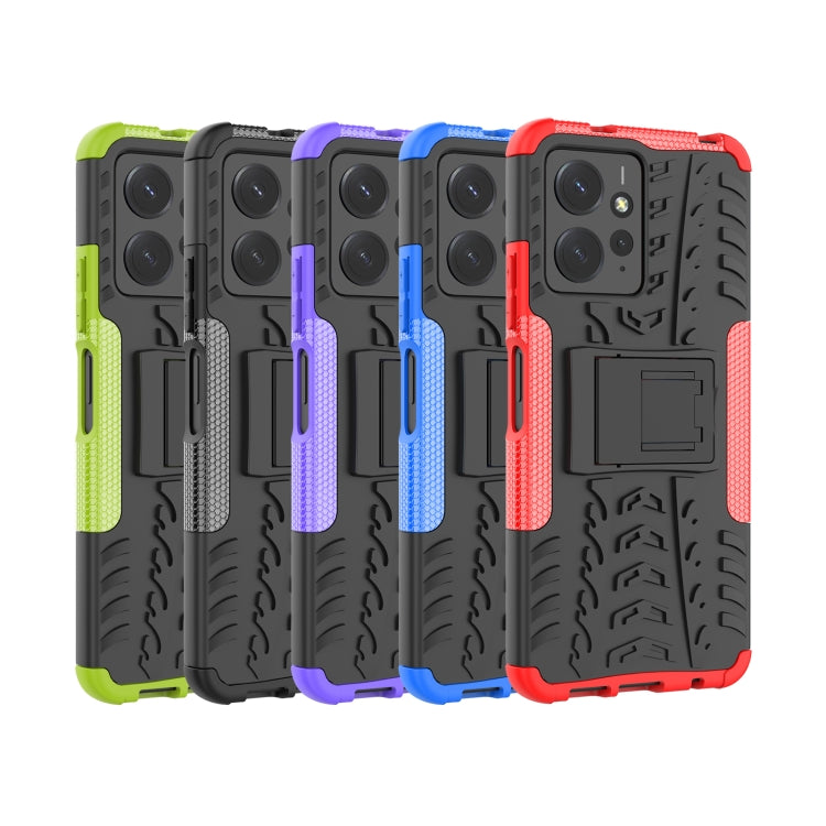 For Xiaomi Redmi Note 12 4G Global Tire Texture TPU + PC Phone Case with Holder(Blue) by buy2fix