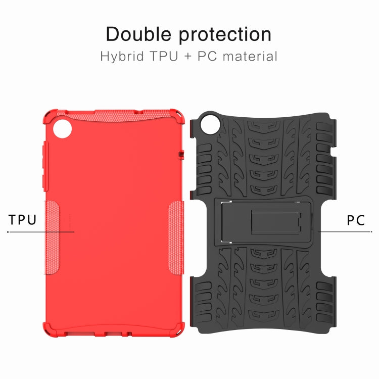 For Lenovo Tab M8 4th Gen Tire Texture TPU + PC Tablet Case with Holder(Red) - Lenovo by buy2fix | Online Shopping UK | buy2fix