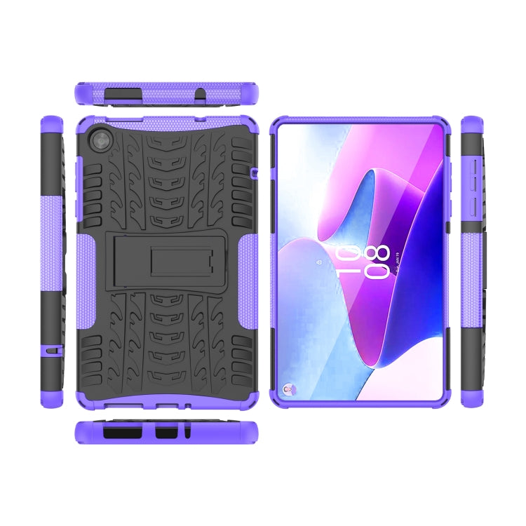 For Lenovo Tab M8 4th Gen Tire Texture TPU + PC Tablet Case with Holder(Purple) - Lenovo by buy2fix | Online Shopping UK | buy2fix