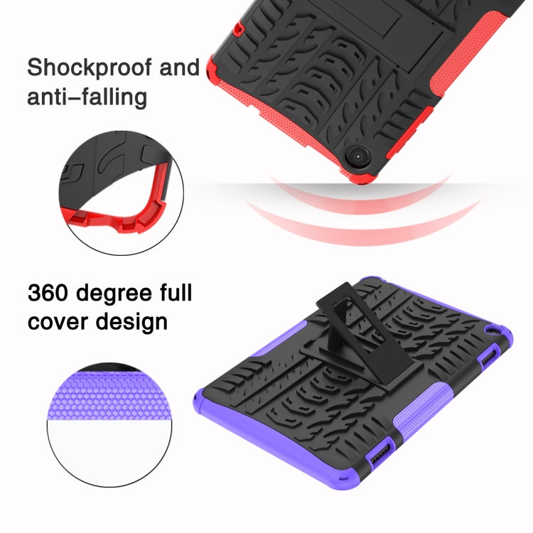 For Lenovo Tab M8 4th Gen Tire Texture TPU + PC Tablet Case with Holder(Purple) - Lenovo by buy2fix | Online Shopping UK | buy2fix