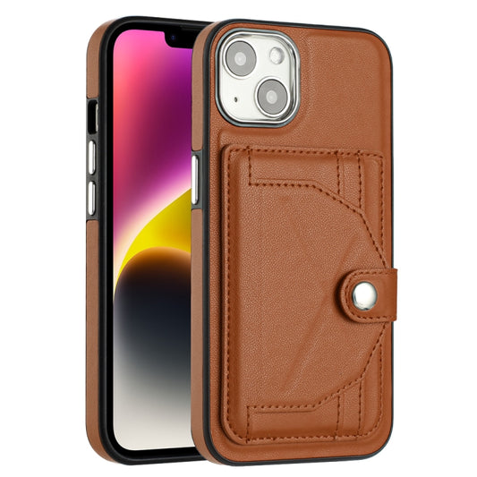 For iPhone 14 Shockproof Leather Phone Case with Card Holder(Brown) by buy2fix