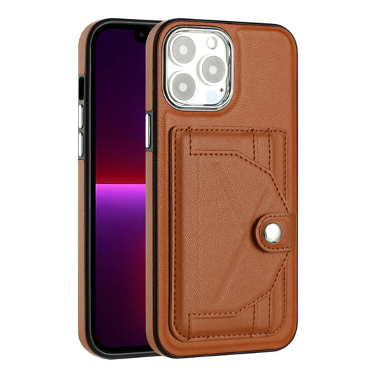 For iPhone 14 Pro Max Shockproof Leather Phone Case with Card Holder(Brown) by buy2fix