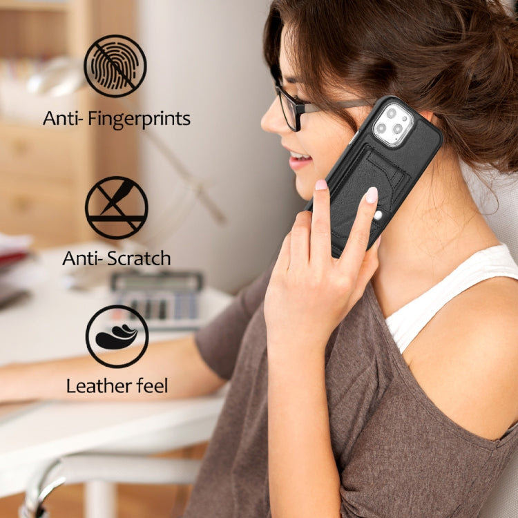 For iPhone 12 Pro Max Shockproof Leather Phone Case with Card Holder(Black) by buy2fix