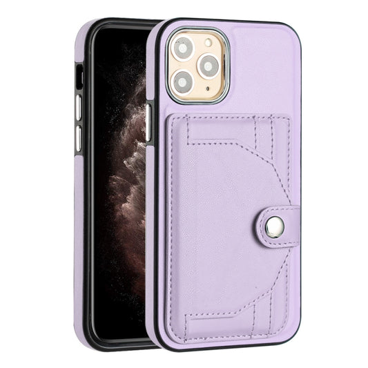 For iPhone 11 Pro Shockproof Leather Phone Case with Card Holder(Purple) by buy2fix