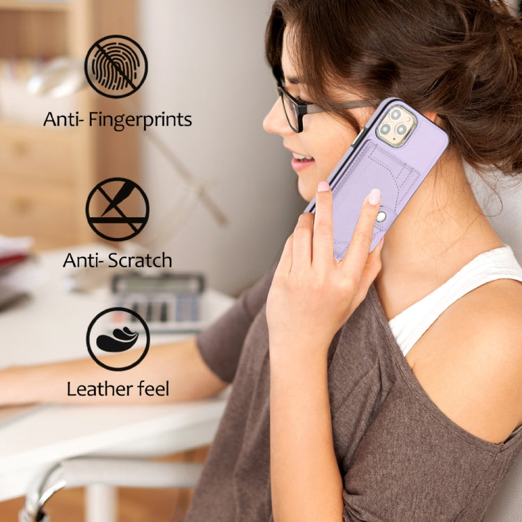 For iPhone 11 Pro Shockproof Leather Phone Case with Card Holder(Purple) by buy2fix