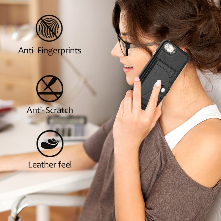 For iPhone SE 2022/SE 2020/6/7/8 Shockproof Leather Phone Case with Card Holder(Black) by buy2fix
