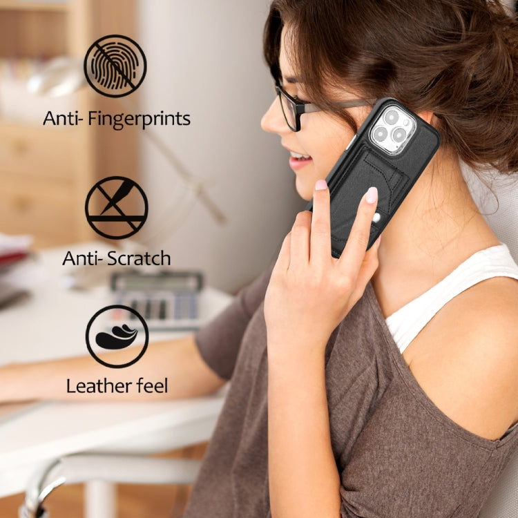 For iPhone 15 Pro Shockproof Leather Phone Case with Card Holder(Black) by buy2fix