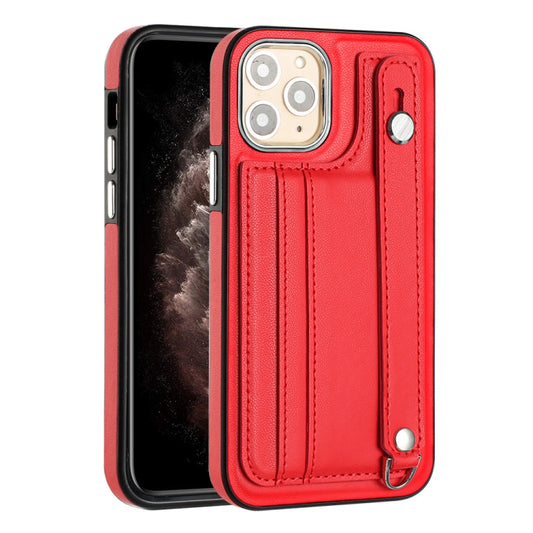 For iPhone 11 Pro Shockproof Leather Phone Case with Wrist Strap(Red) by buy2fix