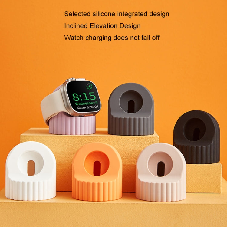For Apple Watch Wave Pattern Silicone Watch Charging Stand(White) by buy2fix