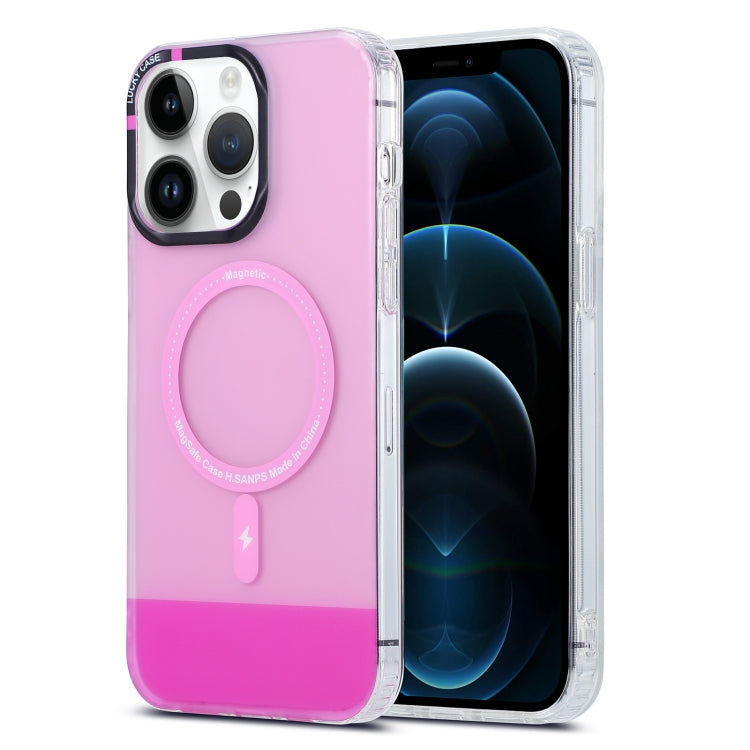 For iPhone 12 Pro Max PC + TPU IMD MagSafe Magnetic Phone Case(Pink) - iPhone 12 Pro Max Cases by buy2fix | Online Shopping UK | buy2fix