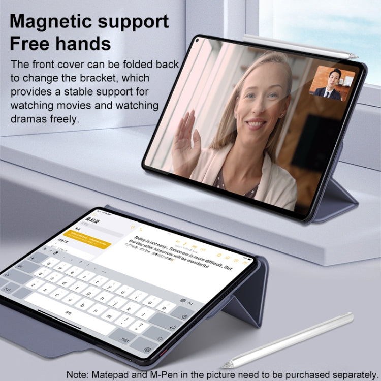 For Huawei Matepad Pro 10.8 3-fold Double-sided Clip Buckle Magnetic Smart Tablet Case(Lavender) - Huawei by buy2fix | Online Shopping UK | buy2fix
