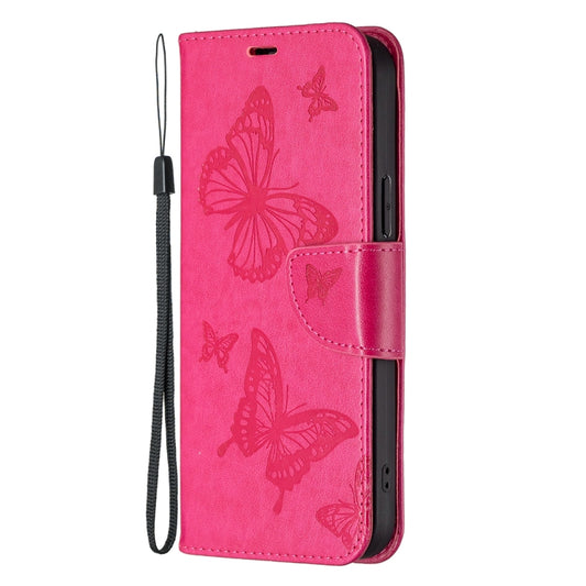 For Xiaomi Redmi Note 12S 4G / Note 11 Two Butterflies Embossing Leather Phone Case(Rose Red) by buy2fix
