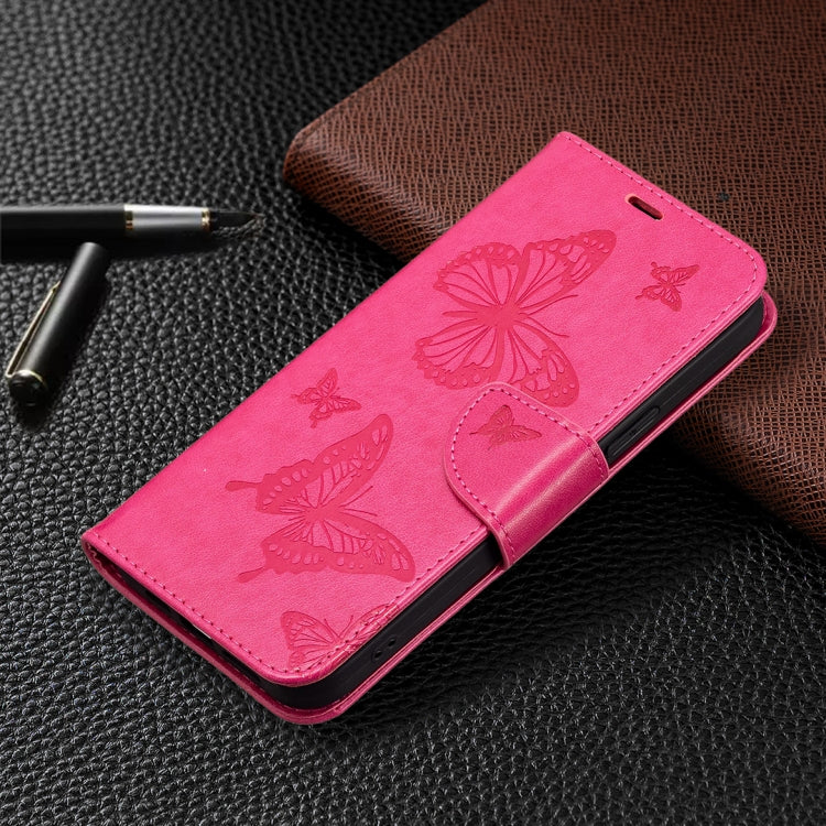 For Xiaomi Redmi Note 12S 4G / Note 11 Two Butterflies Embossing Leather Phone Case(Rose Red) by buy2fix