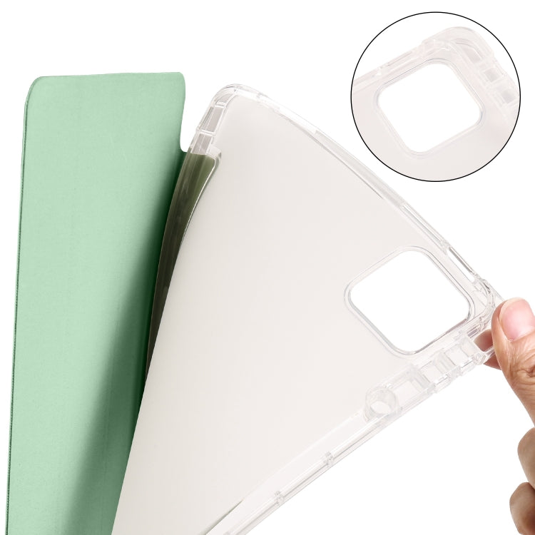 For Xiaomi Pad 6 / 6 Pro 3-fold Clear TPU Smart Leather Tablet Case with Pen Slot(Green) by buy2fix