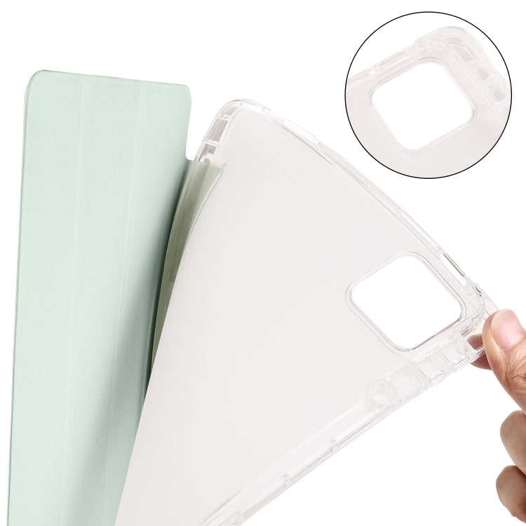 For Xiaomi Pad 6 / 6 Pro 3-fold Clear TPU Smart Leather Tablet Case with Pen Slot(Light Green) by buy2fix