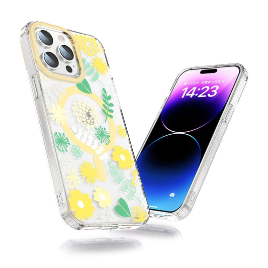 For iPhone 14 Pro MagSafe Magnetic TPU Phone Case(Yellow Chrysanthemum) by buy2fix