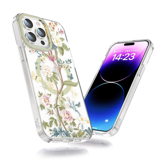 For iPhone 14 Pro MagSafe Magnetic TPU Phone Case(Blue Hydrangea Ball) by buy2fix