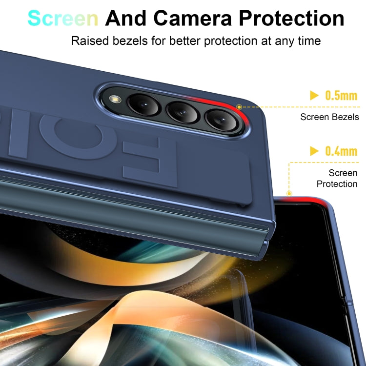 For Samsung Galaxy Z Fold4 Silicone Wristband Holder Foldable Phone Case(Blue) by buy2fix