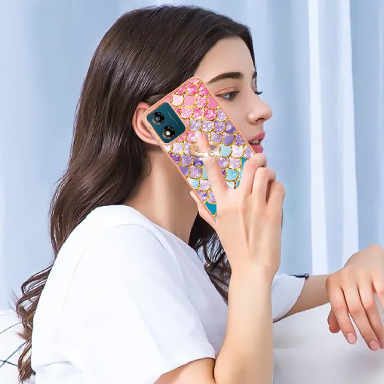 For Motorola Moto E13 Electroplating IMD TPU Phone Case with Ring(Colorful Scales) by buy2fix