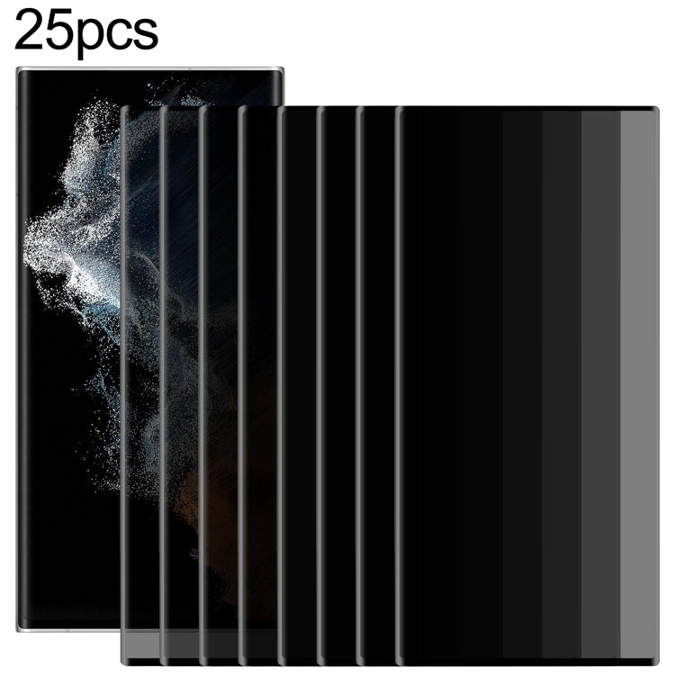 For Samsung Galaxy S22 Ultra 5G 25pcs 3D Curved Edge Privacy Tempered Glass Film, without Fingerprint Unlocking - Galaxy Tempered Glass by buy2fix | Online Shopping UK | buy2fix