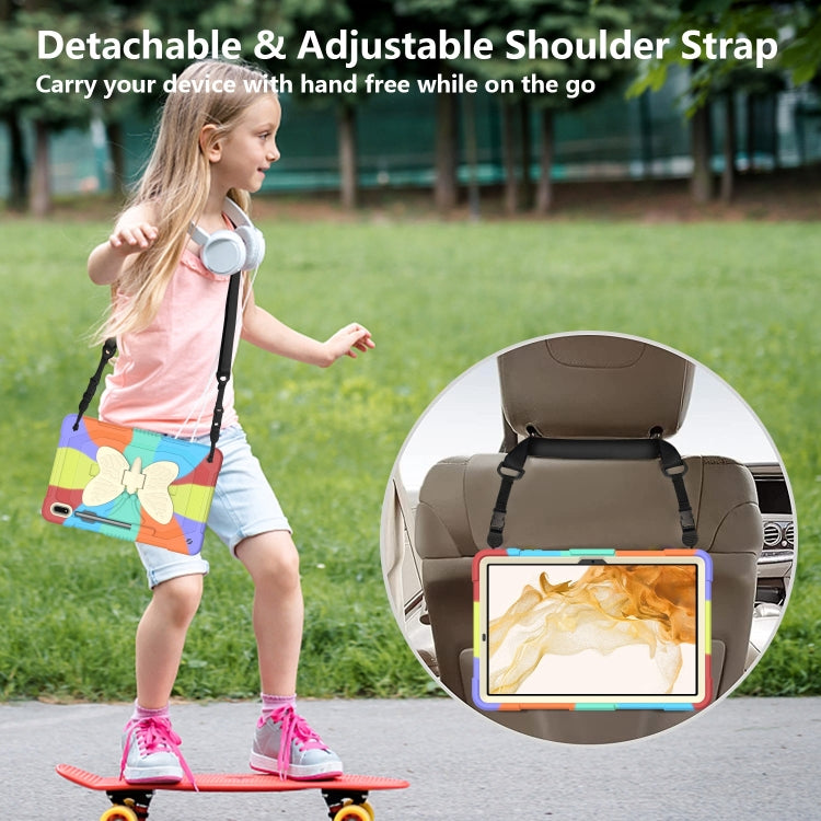 For Samsung Galaxy Tab S8+ / S7+ Butterfly Kickstand Heavy Duty Hard Rugged Tablet Case(Colorful Red) by buy2fix