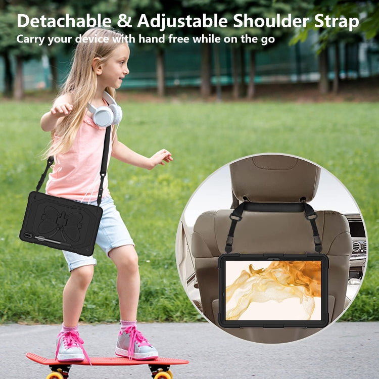 For Samsung Galaxy Tab S8+ / S7+ Butterfly Kickstand Heavy Duty Hard Rugged Tablet Case(Black) by buy2fix