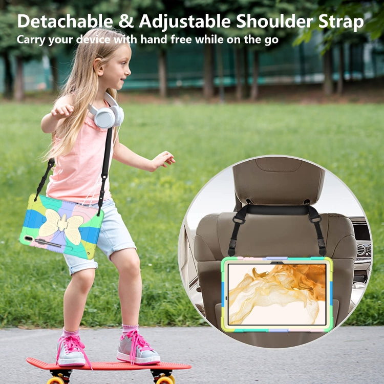 For Samsung Galaxy Tab S8+ / S7+ Butterfly Kickstand Heavy Duty Hard Rugged Tablet Case(Colorful Green) by buy2fix