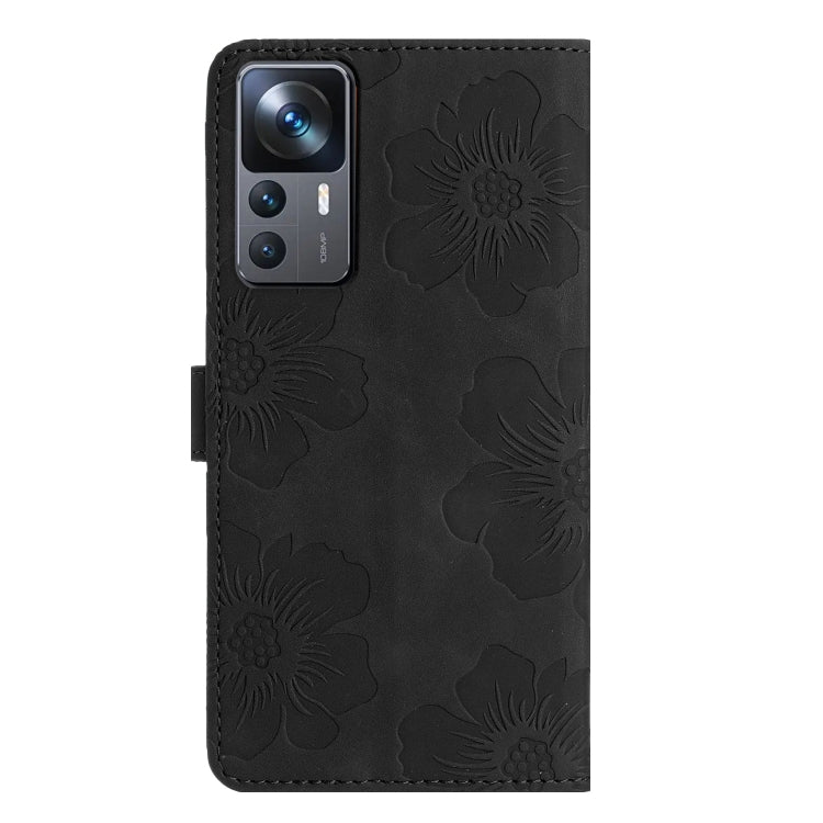 For Xiaomi 12T / 12T Pro Flower Embossing Pattern Leather Phone Case(Black) - Xiaomi Cases by buy2fix | Online Shopping UK | buy2fix
