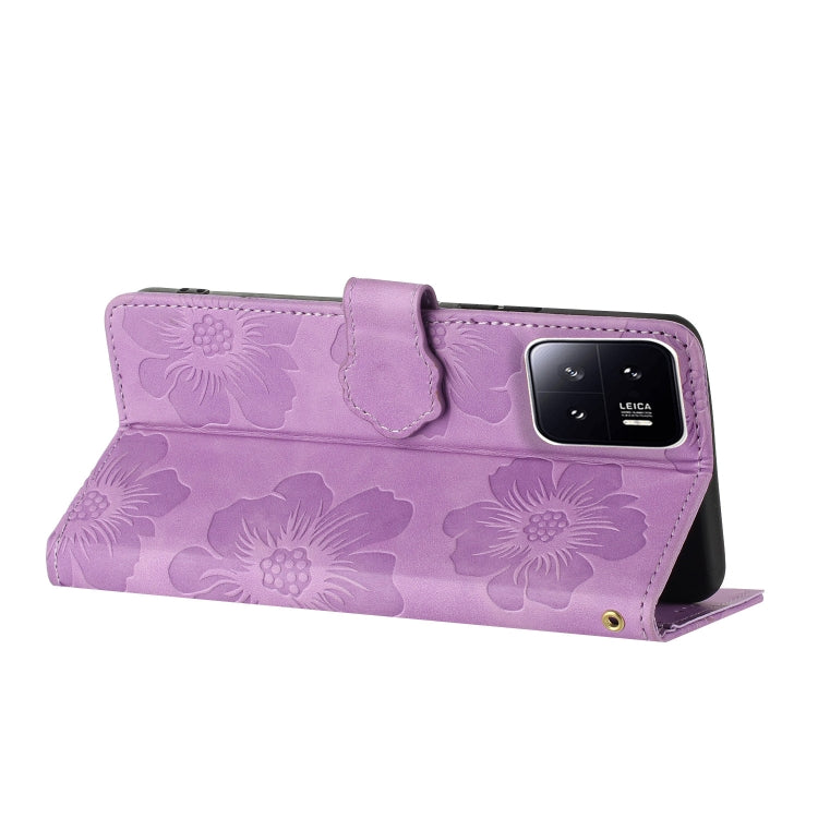 For Xiaomi 13 Pro Flower Embossing Pattern Leather Phone Case(Purple) - Xiaomi Cases by buy2fix | Online Shopping UK | buy2fix
