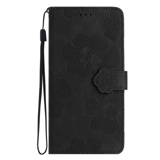 For Xiaomi Redmi 10C Flower Embossing Pattern Leather Phone Case(Black) by buy2fix