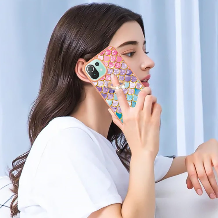 For Xiaomi Mi 11 Lite Electroplating IMD TPU Phone Case with Ring(Colorful Scales) by buy2fix