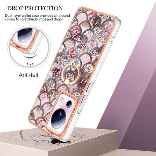 For Xiaomi 13 Lite 5G Electroplating IMD TPU Phone Case with Ring(Pink Scales) by buy2fix