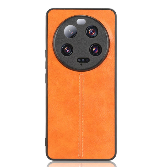 For Xiaomi 13 Ultra Sewing Cow Pattern Skin PC + PU + TPU Phone Case(Orange) by buy2fix