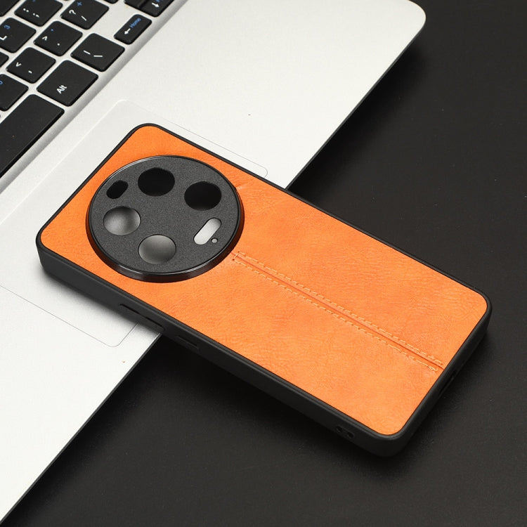 For Xiaomi 13 Ultra Sewing Cow Pattern Skin PC + PU + TPU Phone Case(Orange) by buy2fix