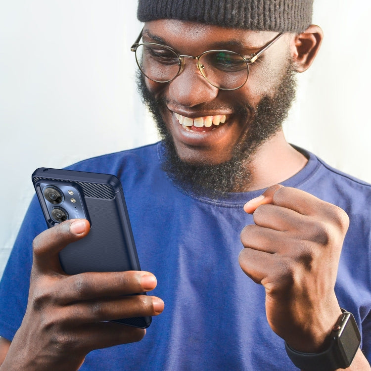 For Motorola Edge 40 Brushed Texture Carbon Fiber TPU Phone Case(Blue) by buy2fix