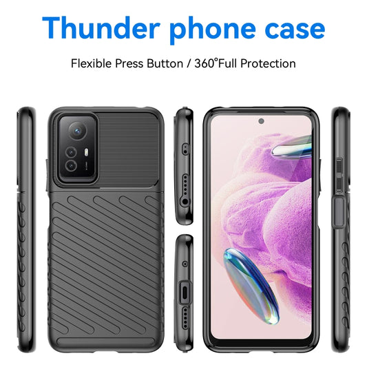 For Xiaomi Redmi Note 12S Thunderbolt Shockproof TPU Protective Soft Phone Case(Black) by buy2fix