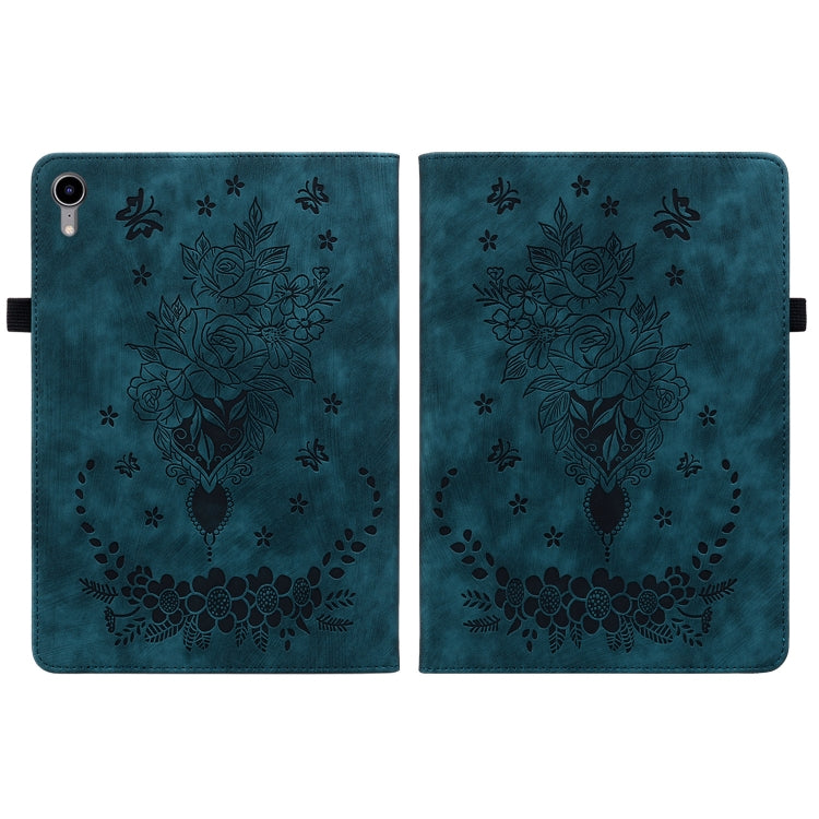 For iPad mini 2024 / mini 6 Butterfly Rose Embossed Leather Smart Tablet Case(Dark Blue) - iPad mini 6 Cases by buy2fix | Online Shopping UK | buy2fix